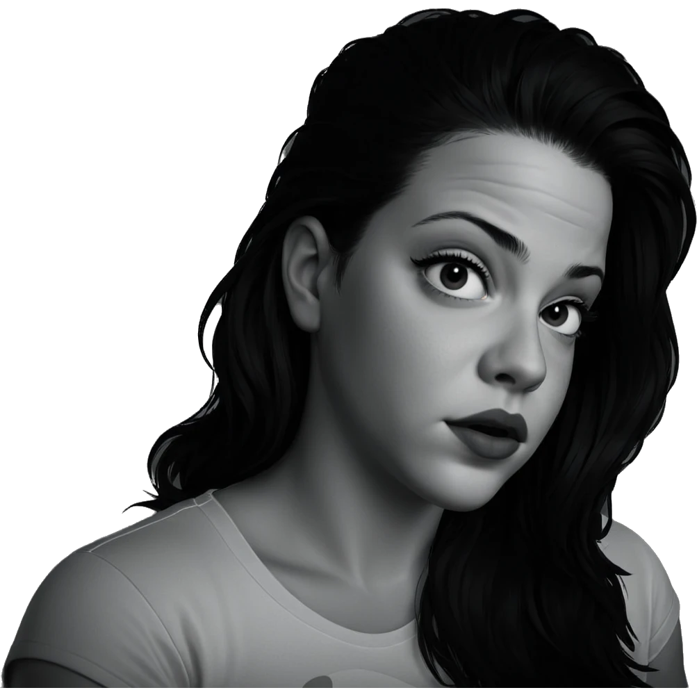 monochrome portrait of girl emoji