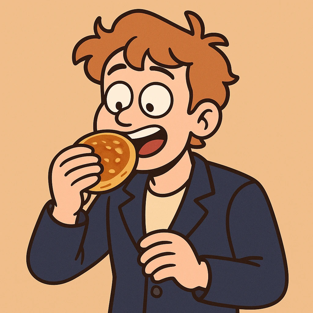 Hotteok a boy navy blue men's blazer jackets he's eating Hotteok emoji