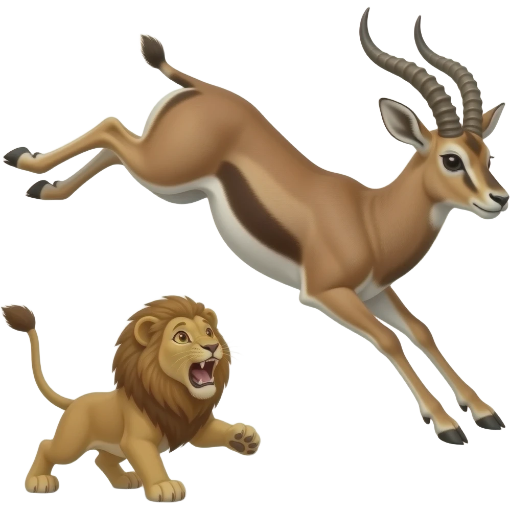 cinematic - A small lioness attacks a huge jumping gazelle emoji