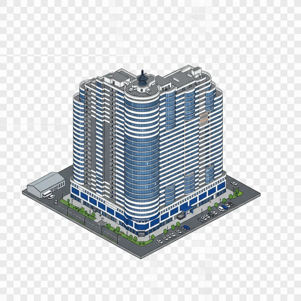 Изометричная, яркая, детализированная, объемная и фотореалистичная иллюстрация ЖК Белый Ангел в Ростове-на-Дону. Чёткие контуры, не размазанные линии, высокое качество, прозрачный фон, не обрезать края картинки emoji