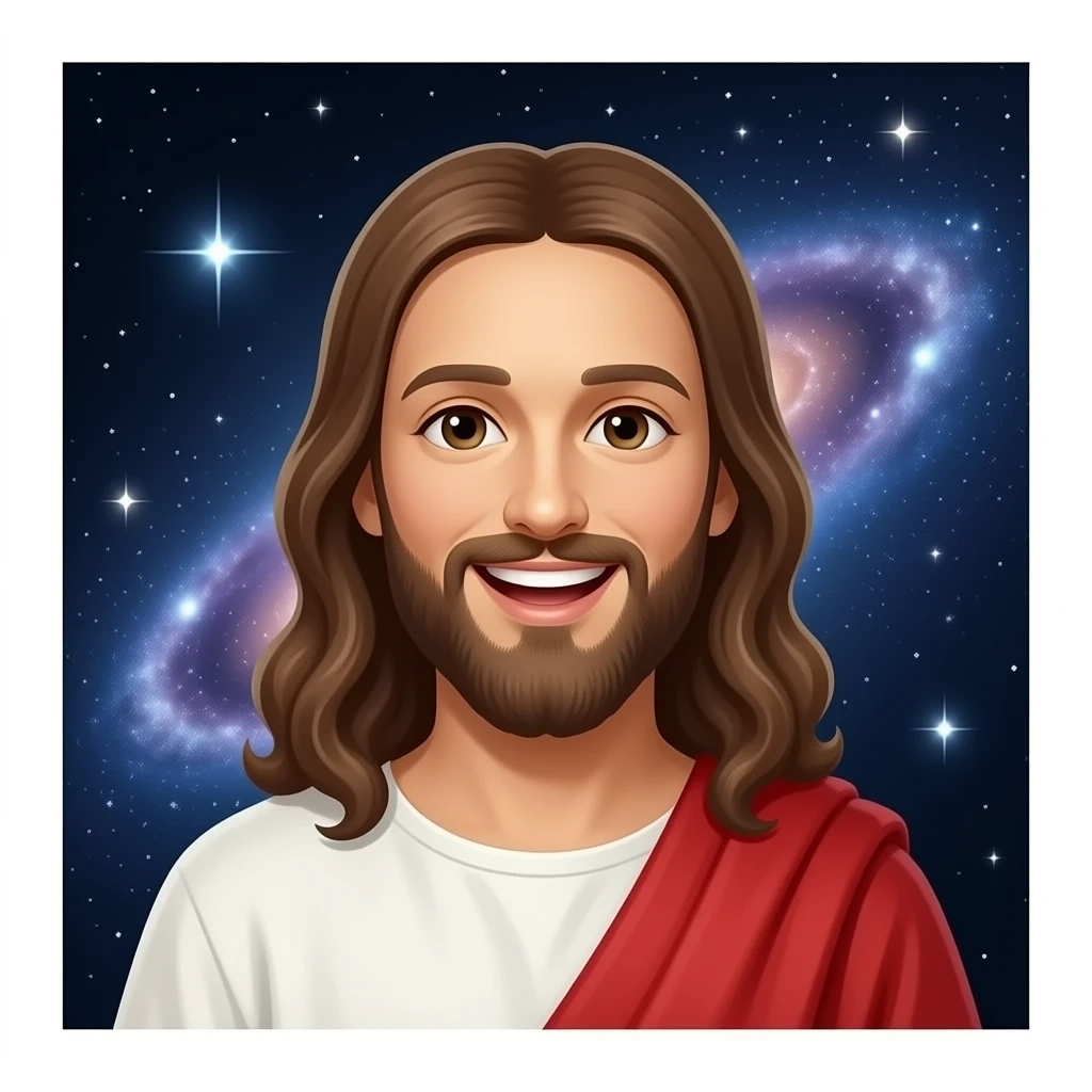 Laughing Jesus and the galaxy emoji