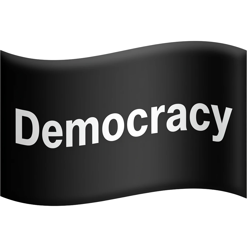 All black flag that says democracy in big bold letters emoji