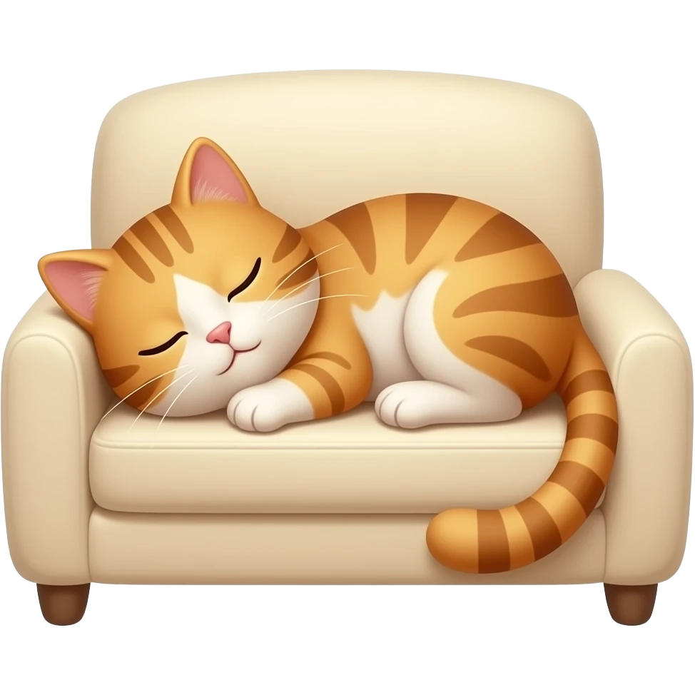 O gato mais fofo que você criar vai estar dormindo na almofada cama bege emoji