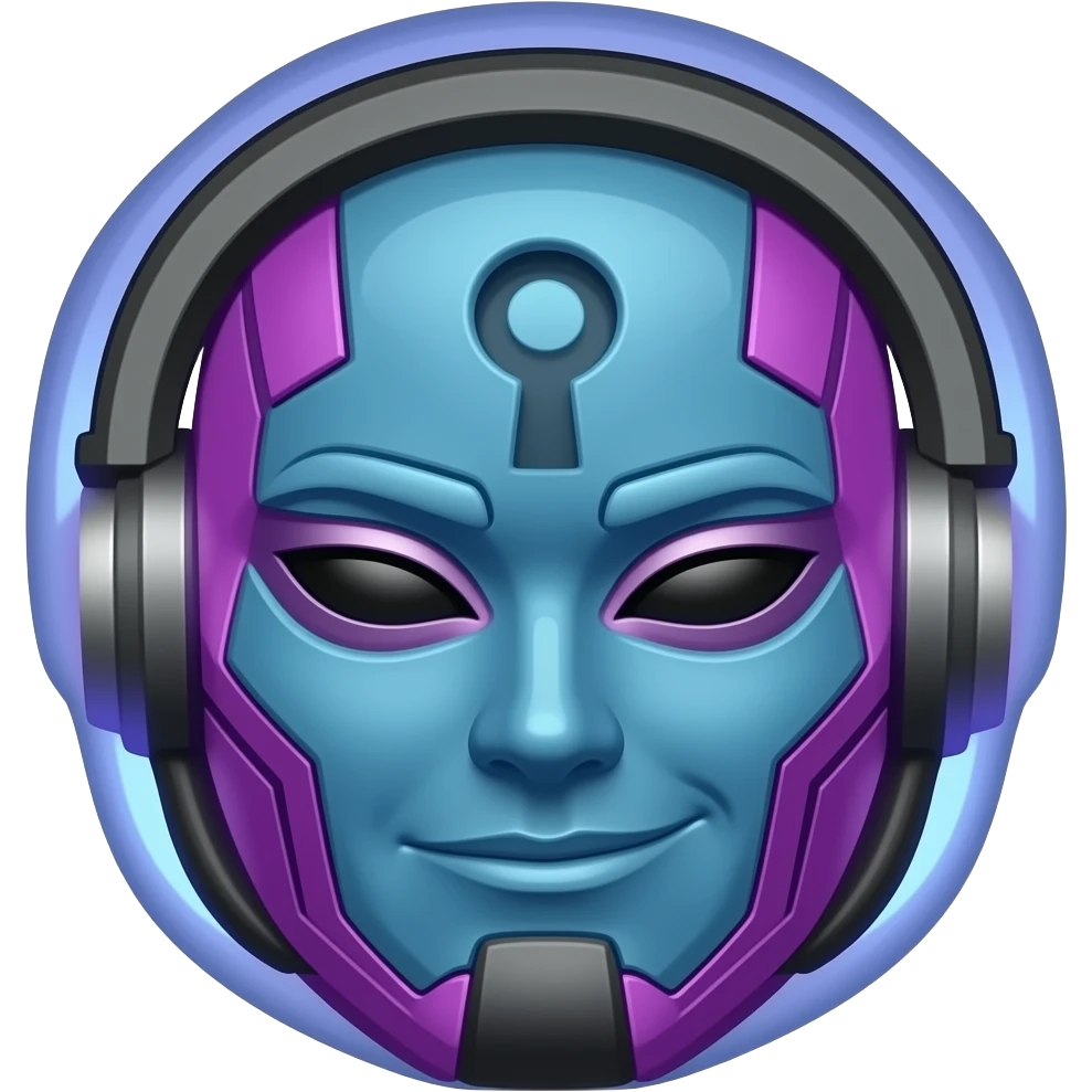 A sleek, confident face with a slight smirk, A lock symbol integrated into the design. Color palette:  Electric blue & neon purple → Hockey, Owner, vision Black/steel accents → authority, control, mystery  Expression:  Calm. Calculated. Slightly amused. emoji