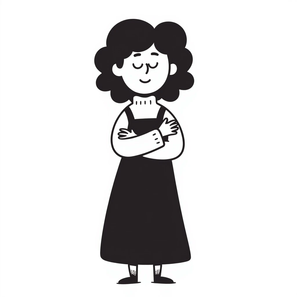 hand-drawn doodle of a mom emoji