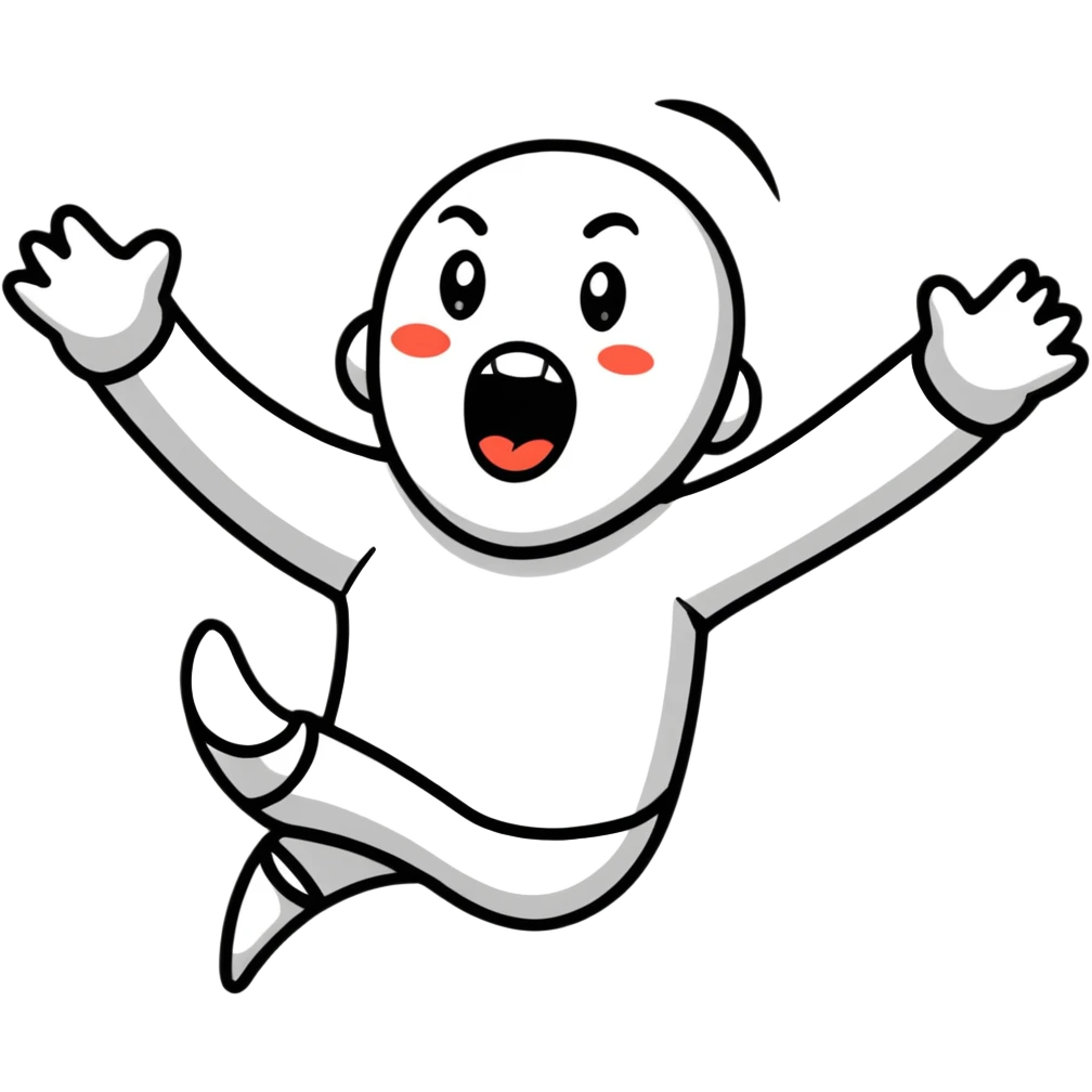 person with head thrown back, screaming with excitement, pure joy, expressive face emoji