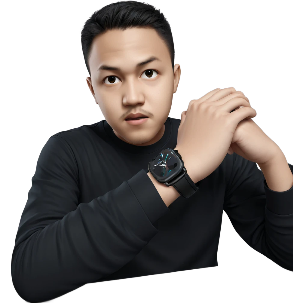 thoughtful boy in a black shirt emoji