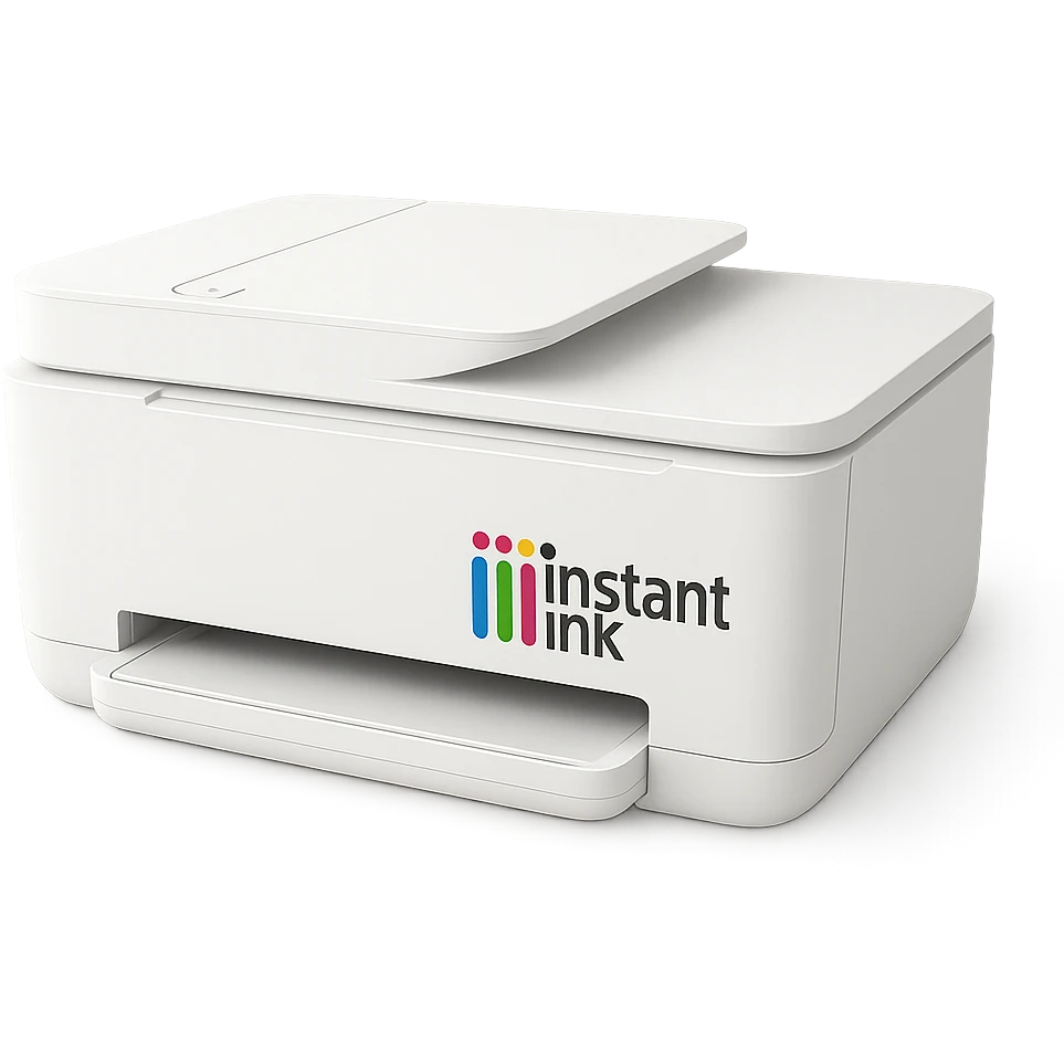 a white printer with the Instant Ink logo, clean and modern style emoji