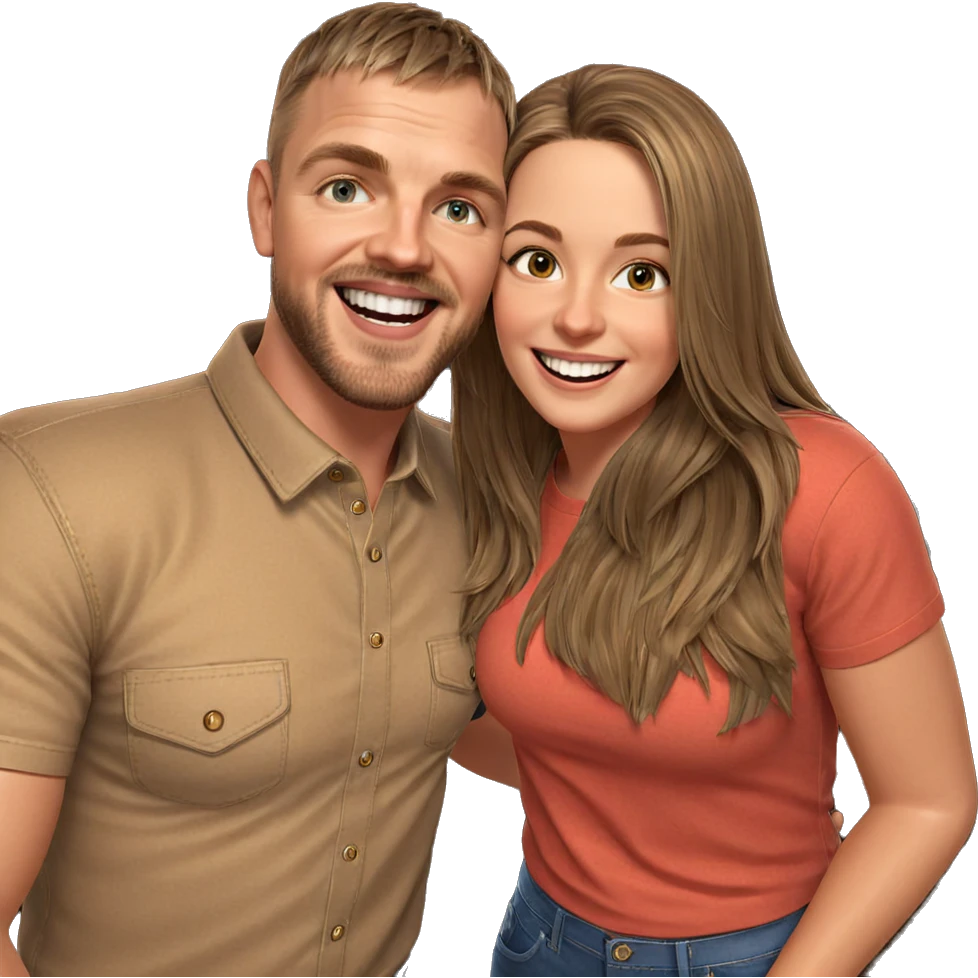 smiling couple in denim emoji