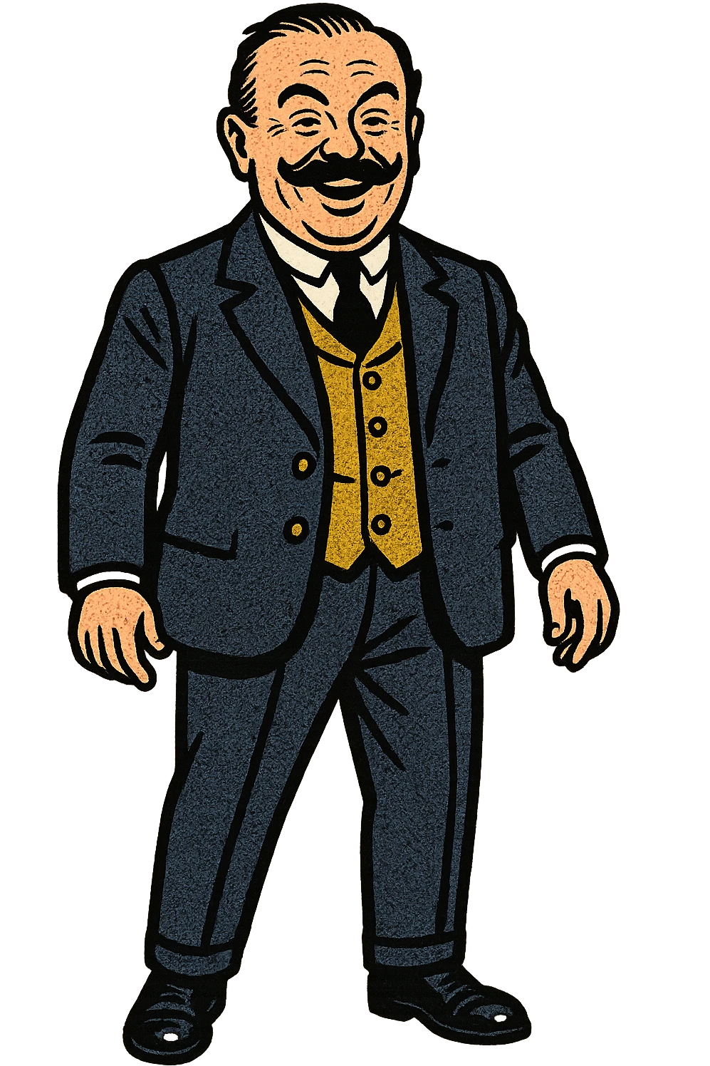 the full body of a politician from the early 1900s in Britain who is facing the front and looking happy.  emoji