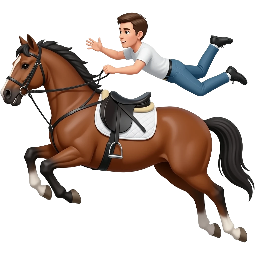 1 persona montando a caballo pero que se cae del caballo emoji