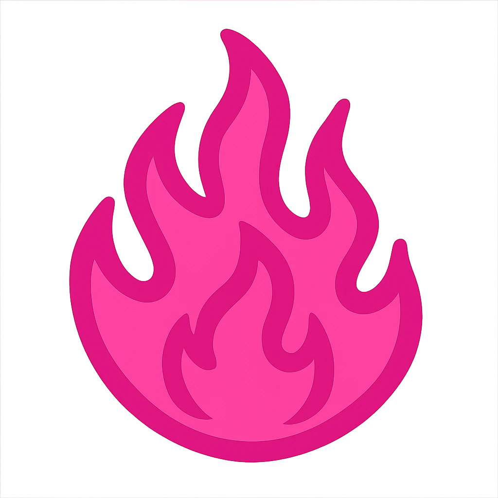 pink fire emoji, bold and dynamic emoji