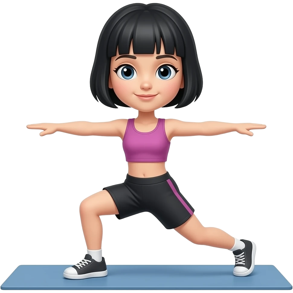 Con cabello corto negro  haciendo ejercicio emoji