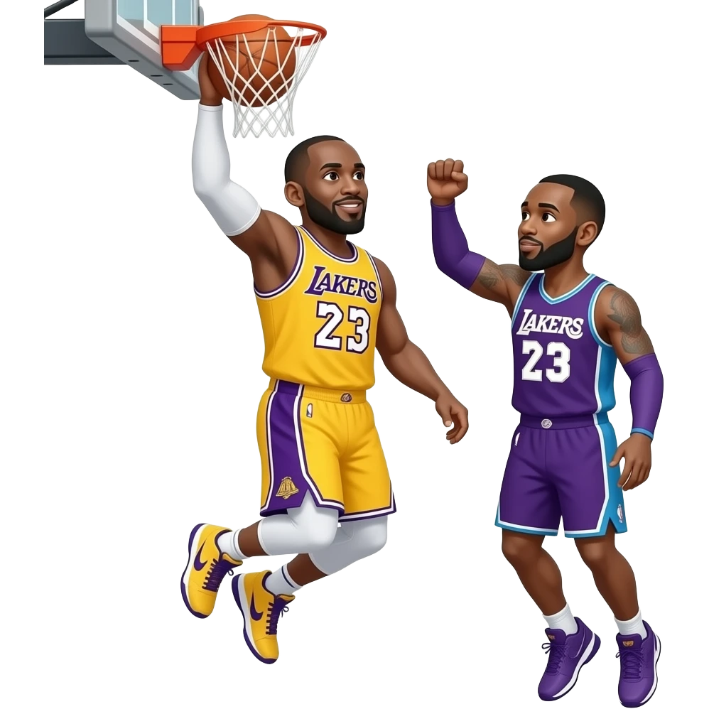 Basketball player Kobe Bryant dunking on LeBron emoji