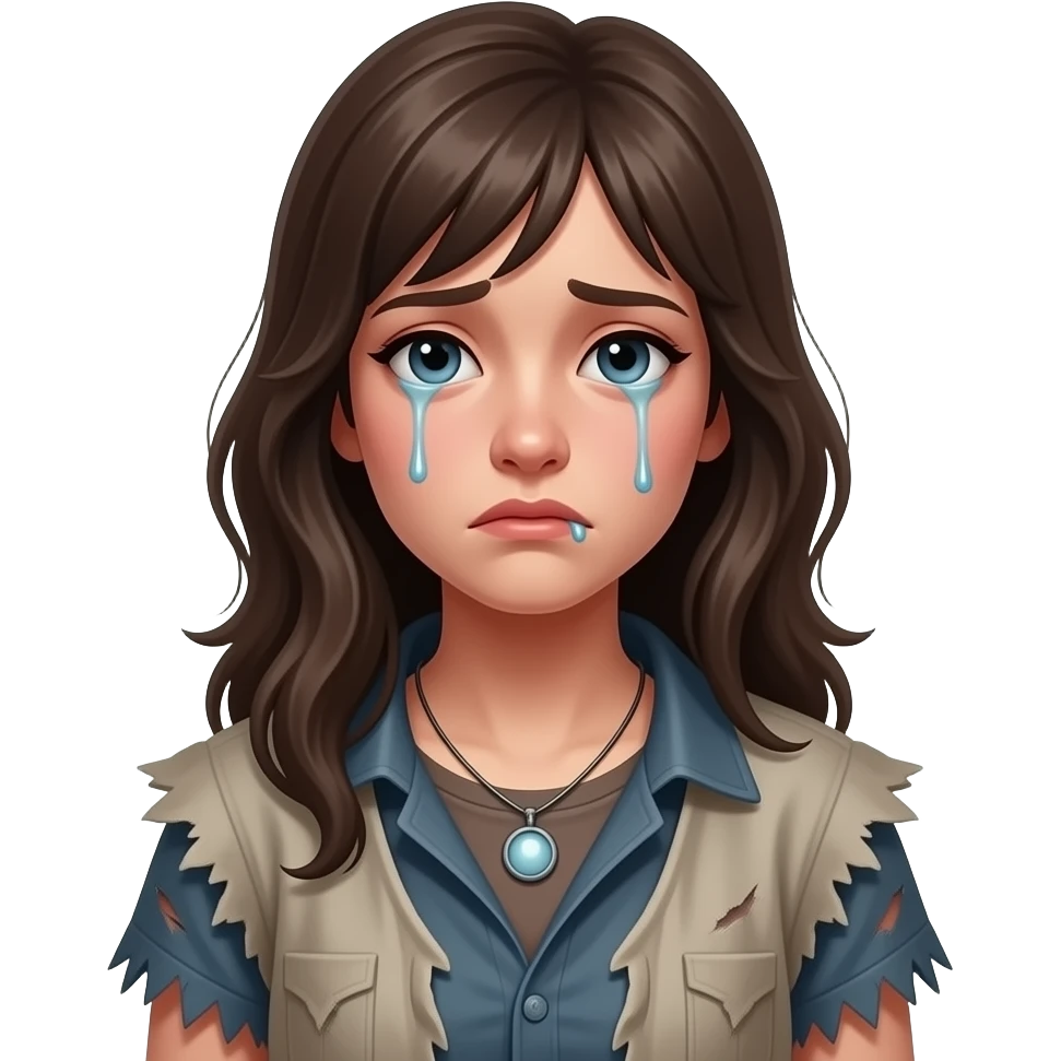 거지여서 슬프고 괴로운 젊은 여성 옷도 거지처럼 emoji