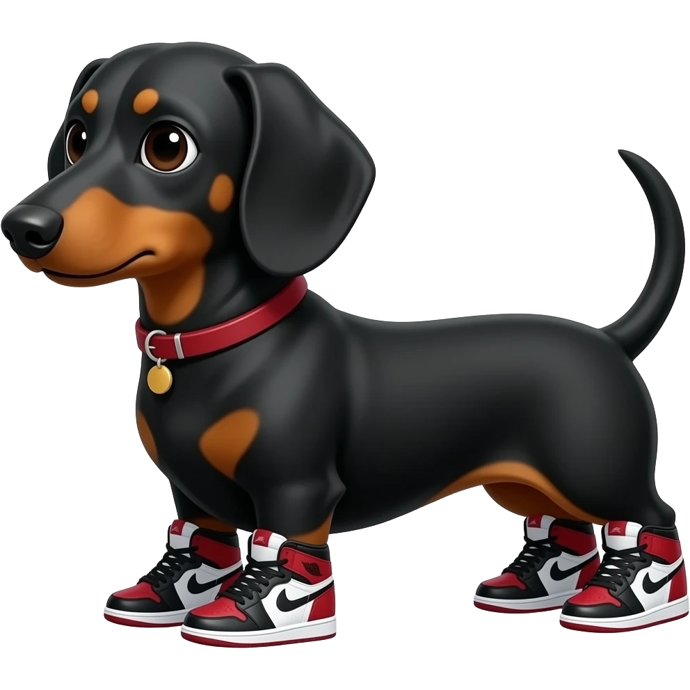 Perro salchicha con tenis Jordan emoji