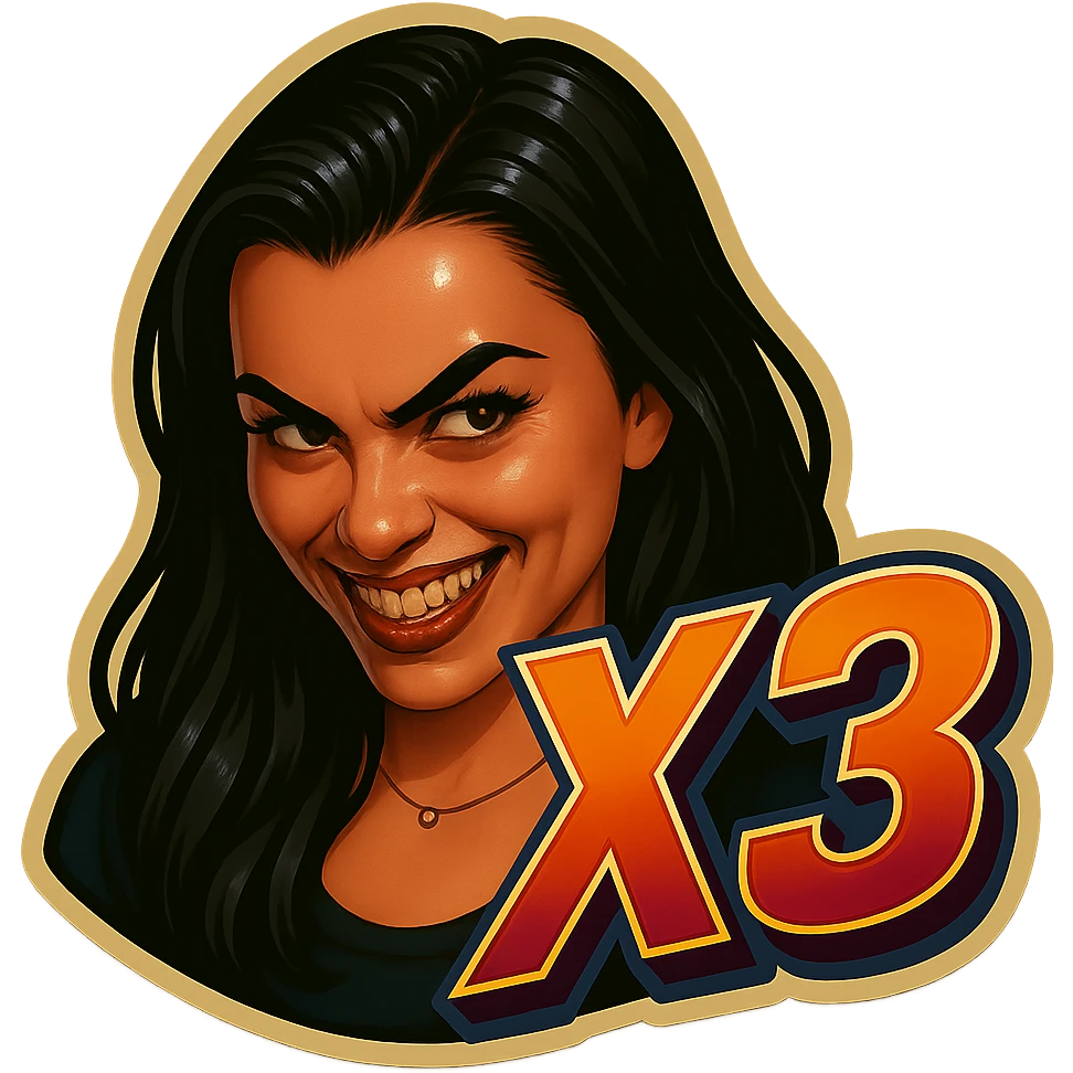 grin EVIL LOOk , Make it say "X3"" emoji