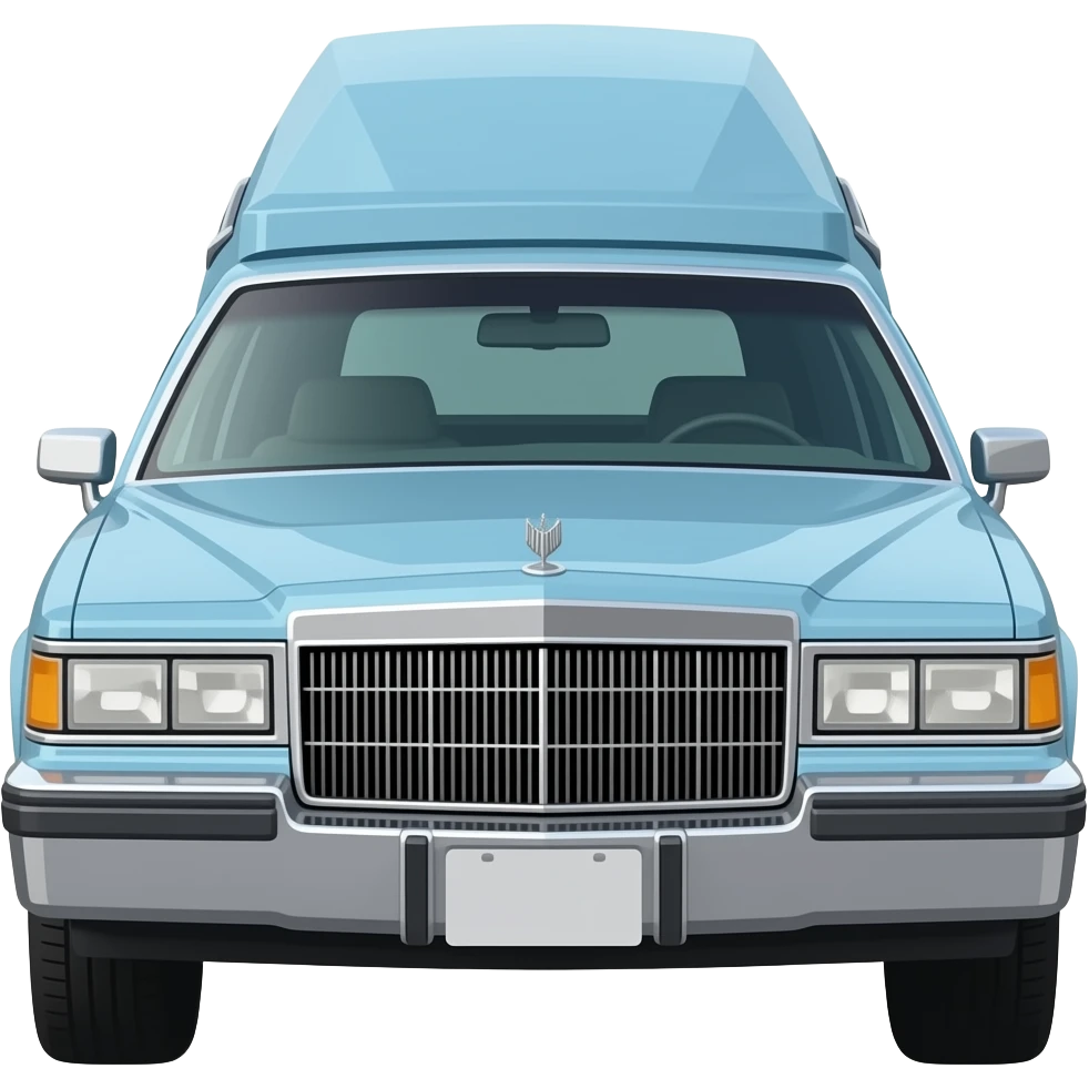 1991 Cadillac brougham funeral coach hearse in the shade light sapphire emoji