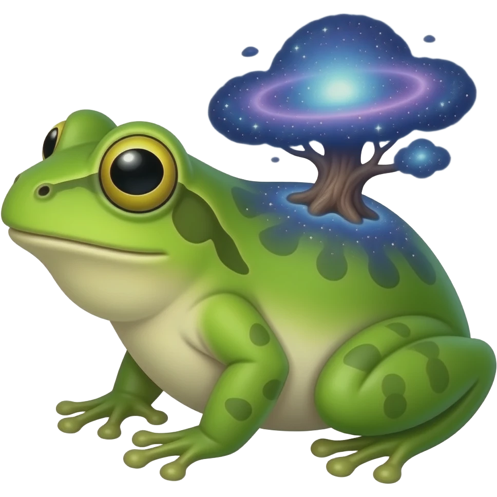 A galaxy free growing on a regular frog emoji