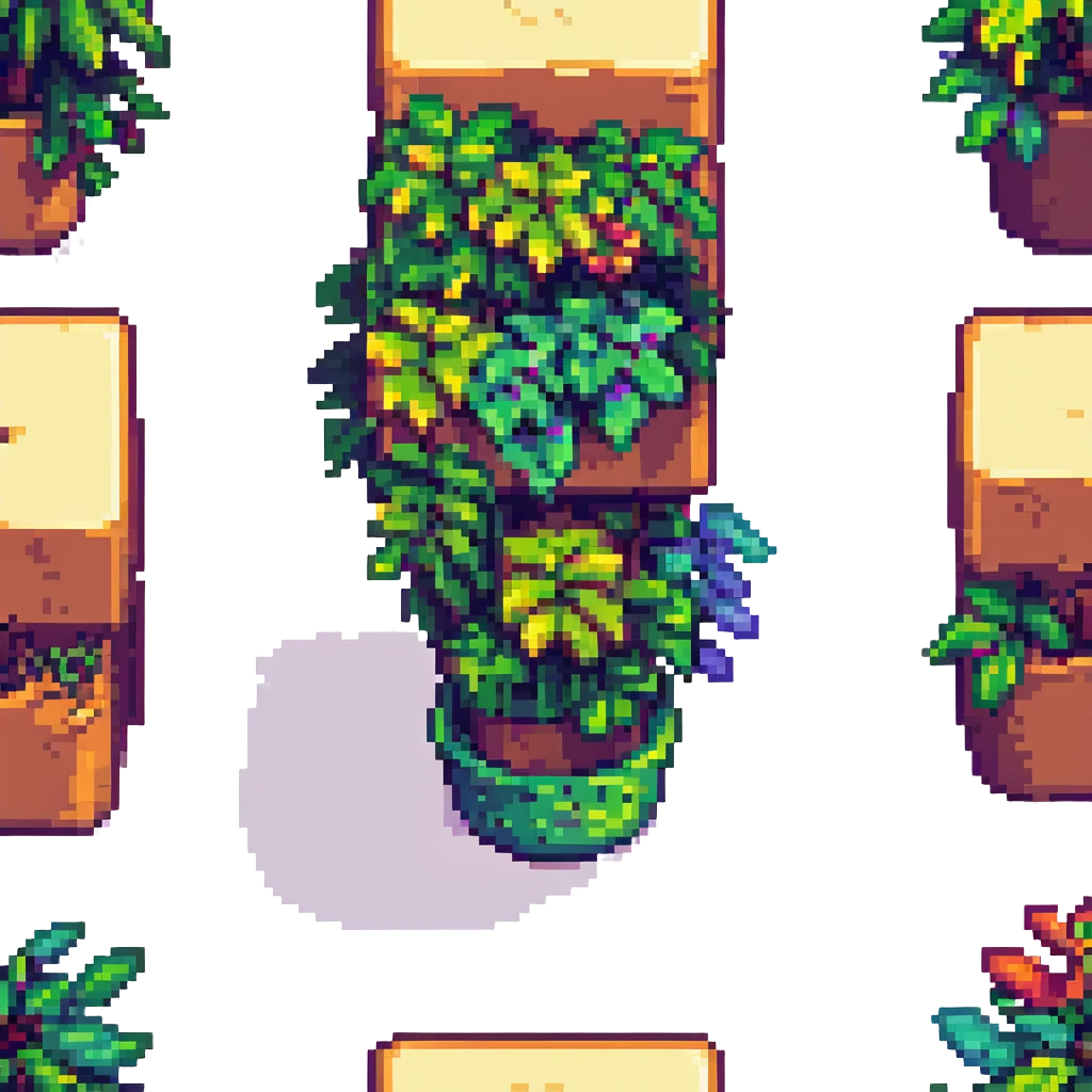 a bush, blocky and colorful emoji