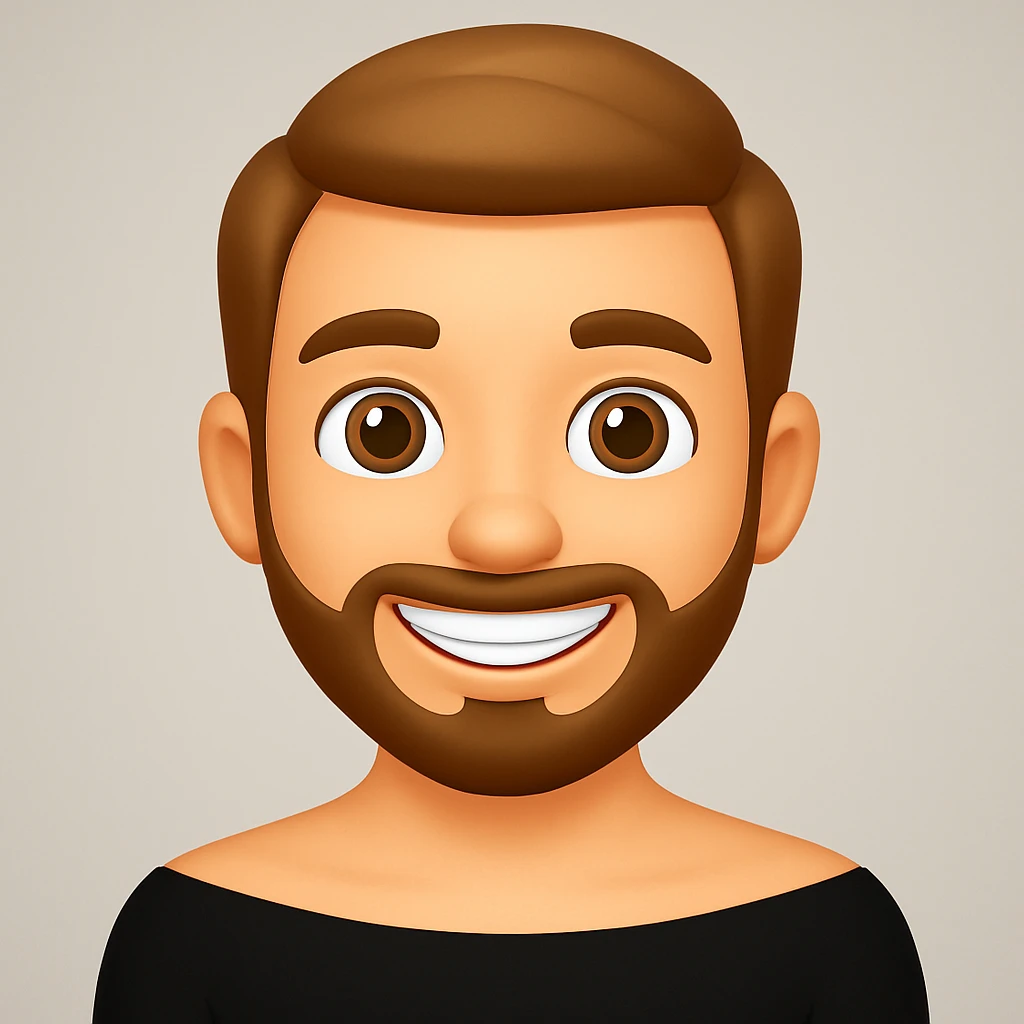 turn the second man in emoji style of the 1st image, match the facial features and clothes  emoji