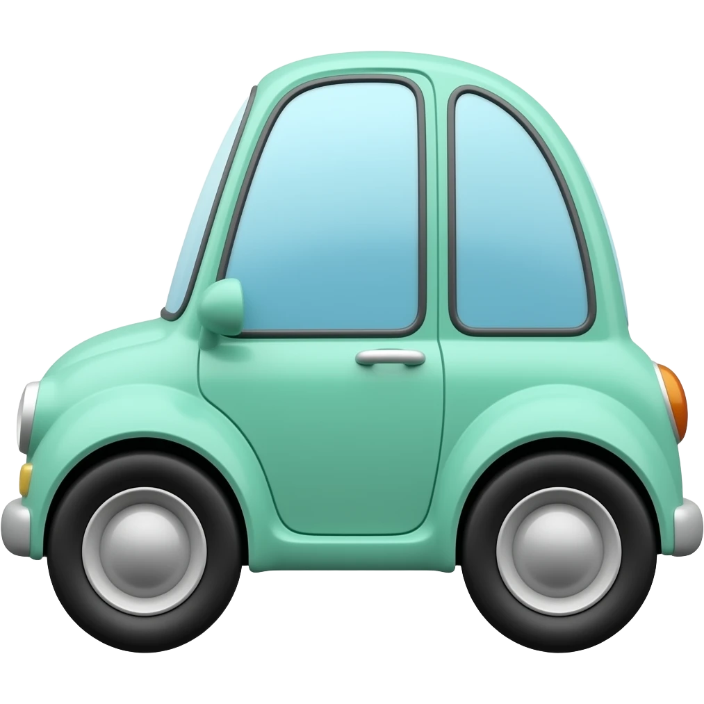 Mint green minicar and a white roof emoji