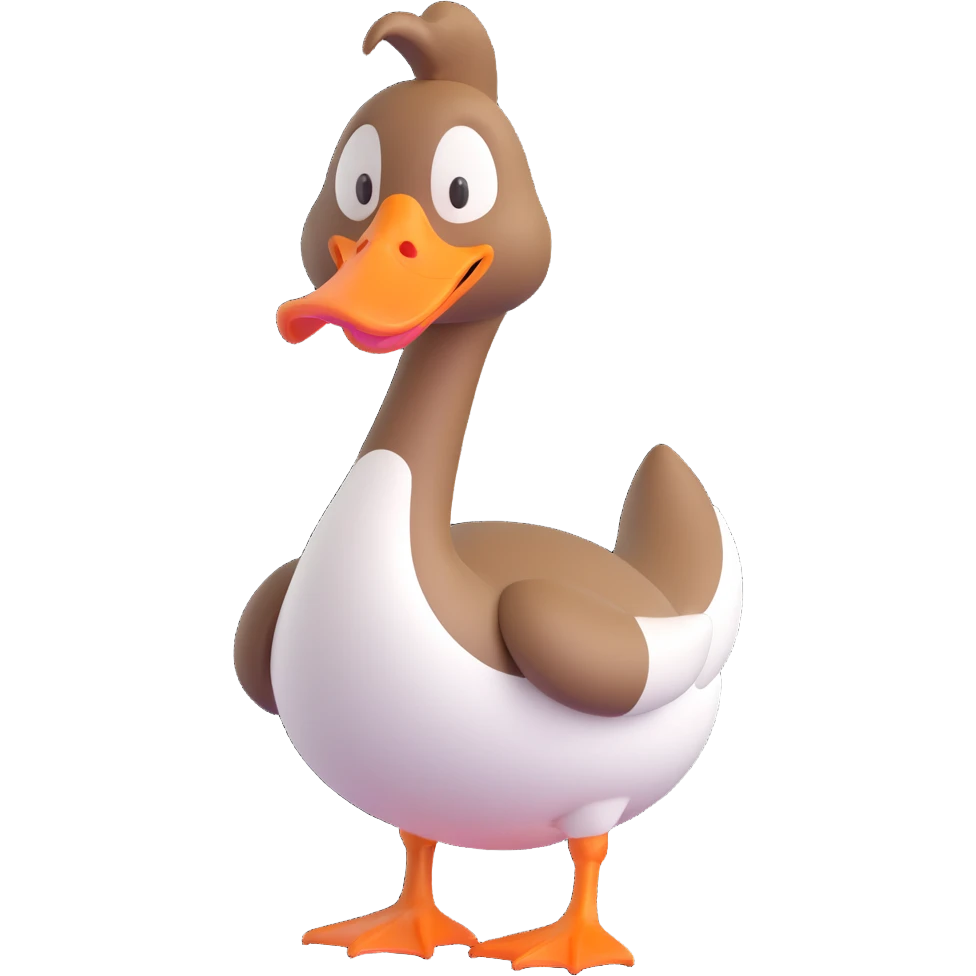 3D cartoon style goose, funny expression emoji