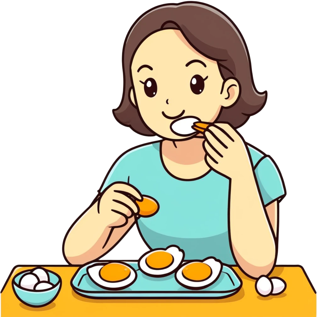 Mom eating duck eggs  emoji