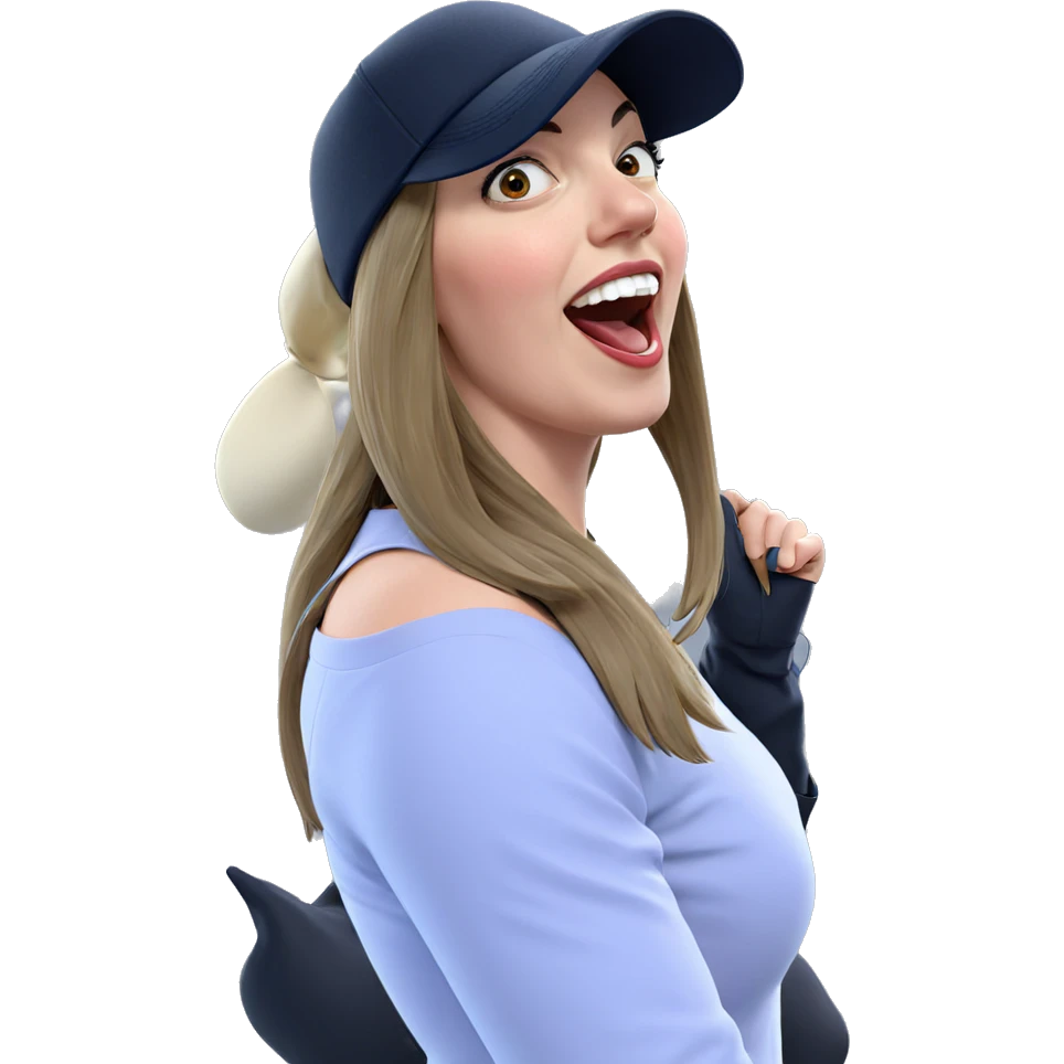 girl in hat with open mouth emoji