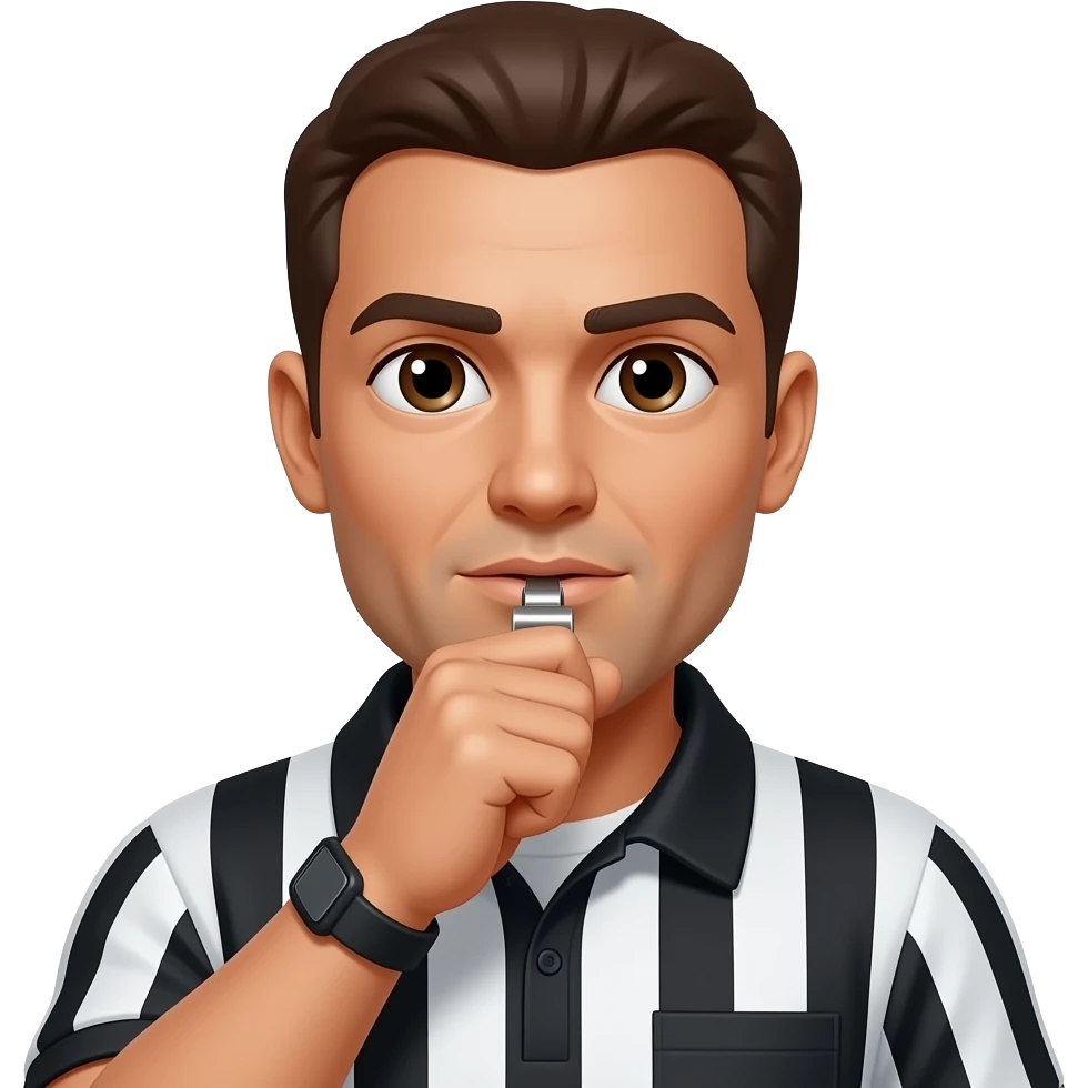 football Referee blowing wistle closeup emoji
