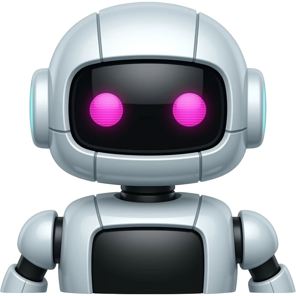 Robot with pink eyes and black stomach emoji