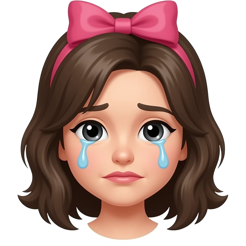 Crying with  hair bow emoji