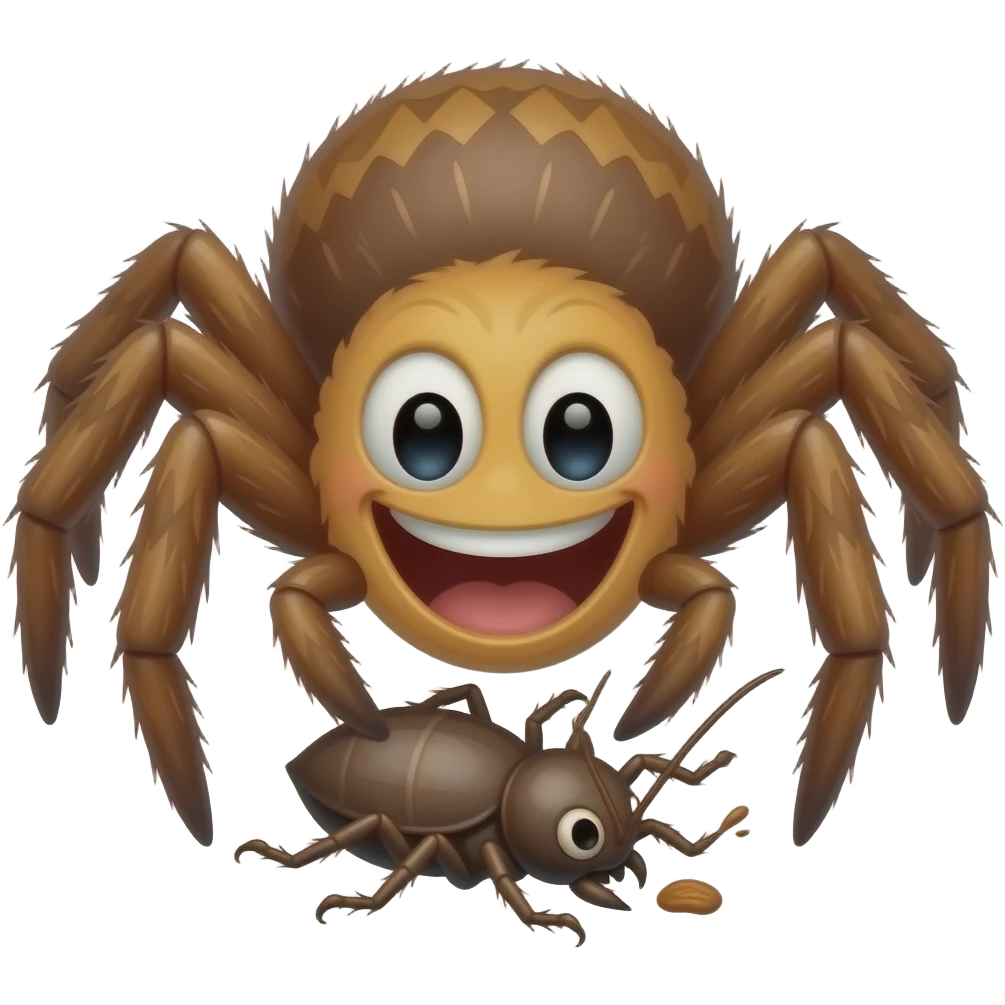 Happy spider eating pest emoji