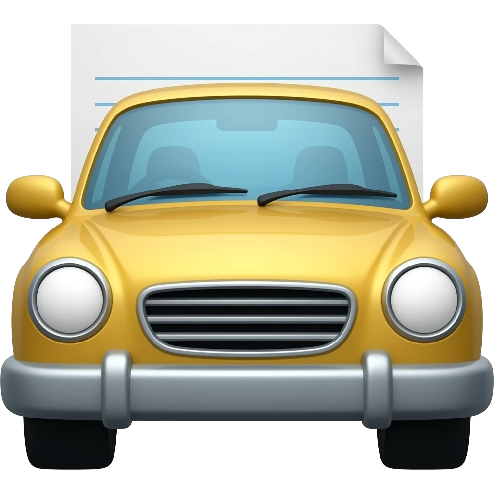 A single document is layered behind an extremely simplified, flat car. emoji