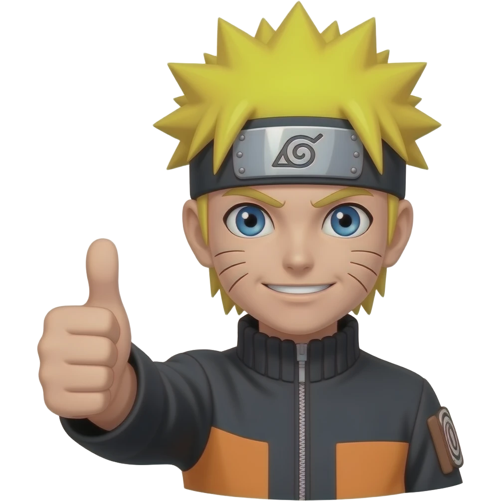 Naruto ke hand se like krte huye uska face bhi dikhao emoji