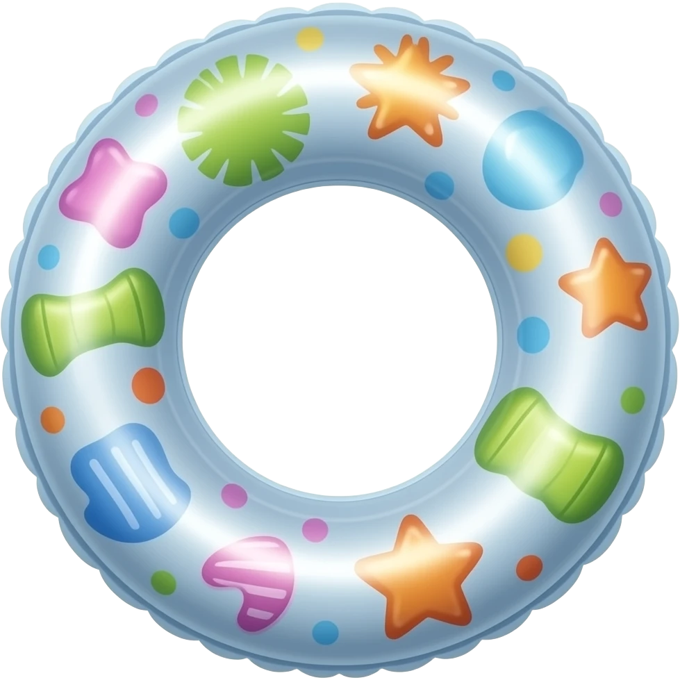 inflatable pool float object icon, colorful swimming ring, glossy plastic texture, summer vibe, 3D cartoon, mobile game icon style, centered, clean background, no text, no watermark, front view emoji