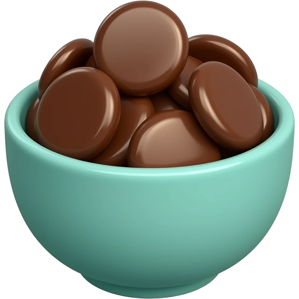 super realistic small teal bowl of chocolate circles emoji