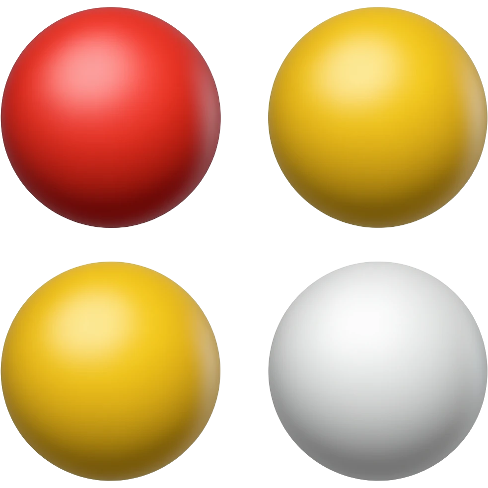 Une bille rouge,une bille jaune et une bille blanche emoji