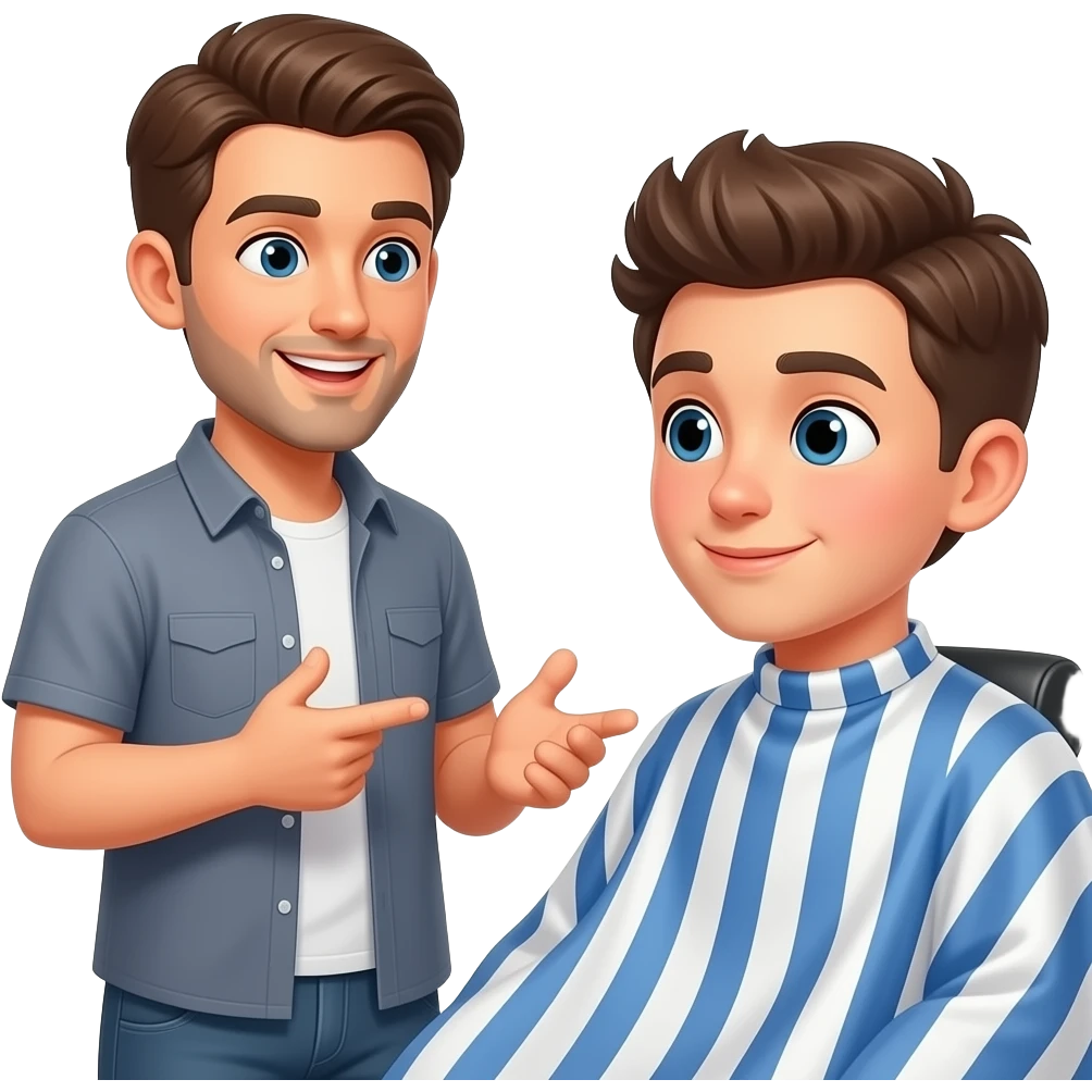 barber talking to teenager emoji