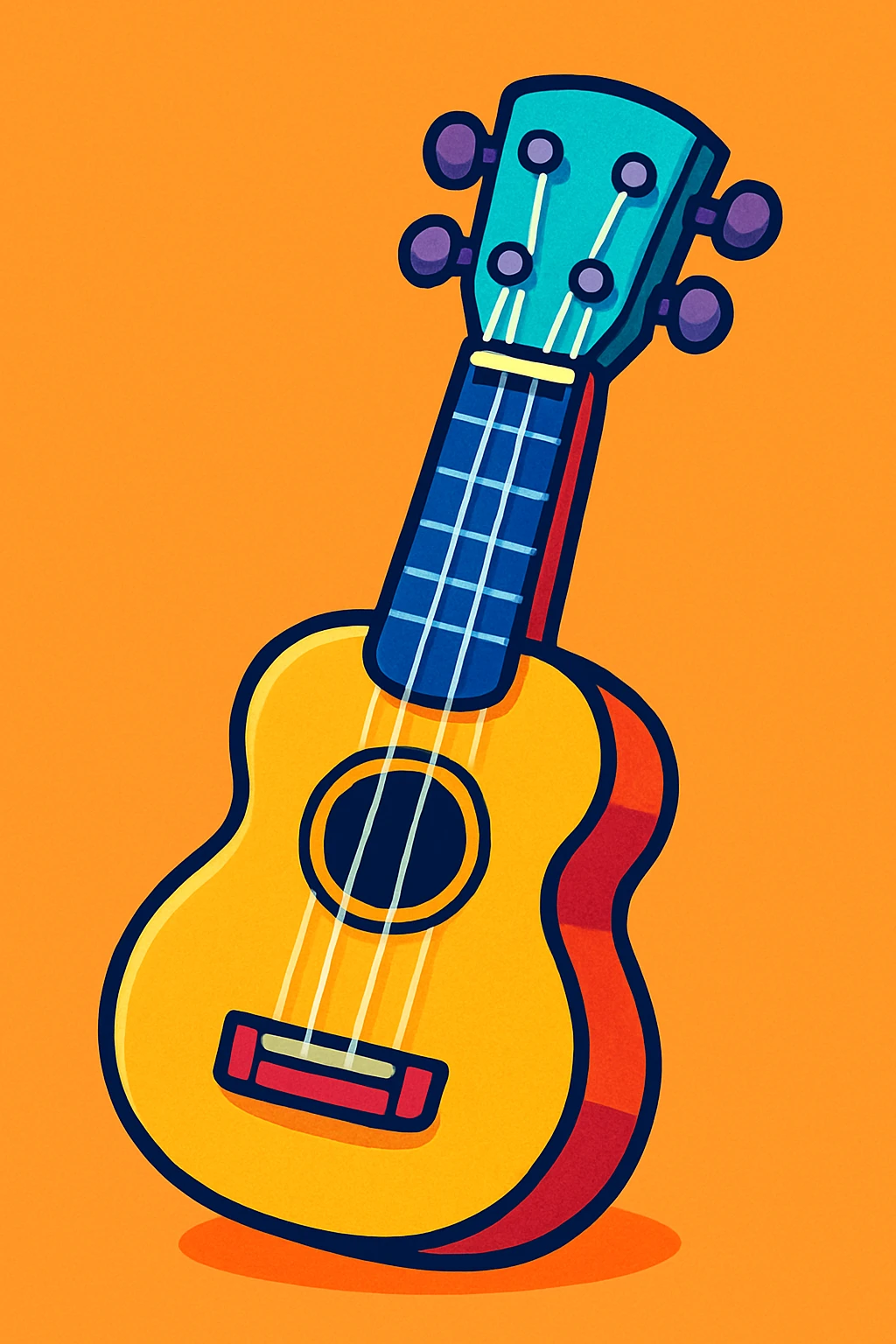 ukelele, vibrant cartoon style, playful and colorful emoji
