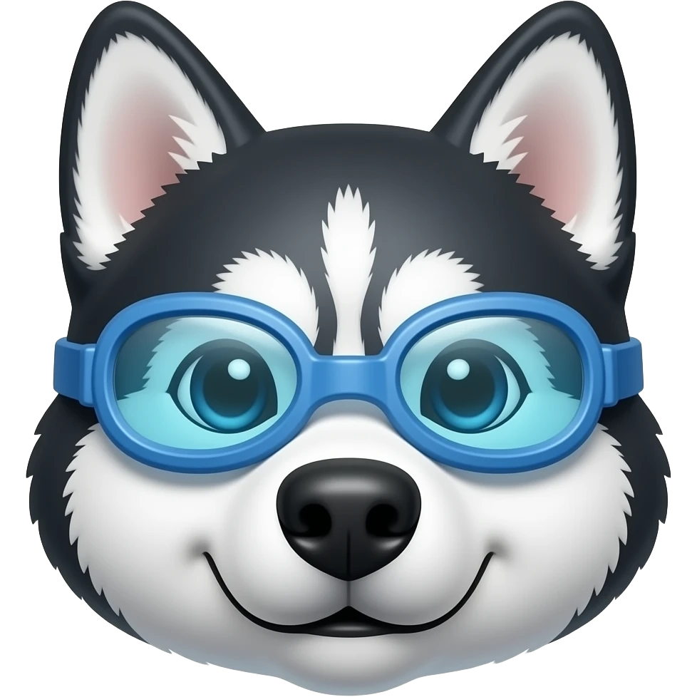 Husky dog ​​head with swimming gear emoji