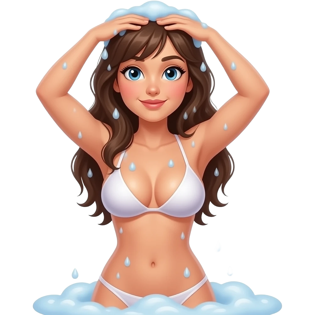 Naked girl with big boobs and pussy taking a shower emoji