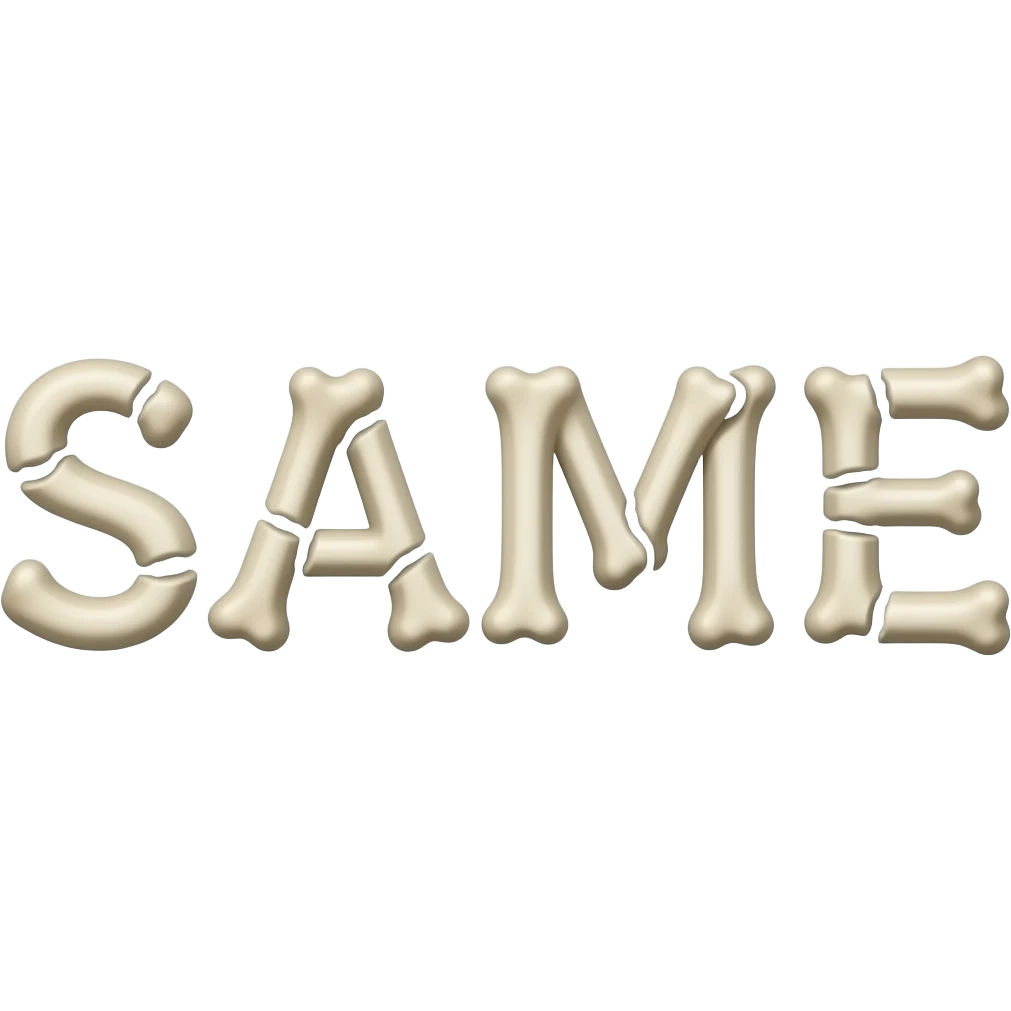 Text "SAME" made of bones emoji