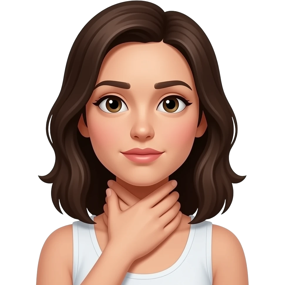 Women strangling herself with her hands around her neck emoji