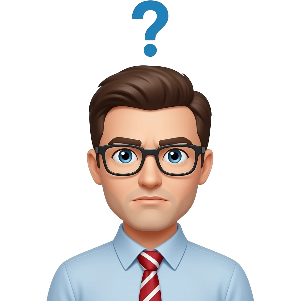 Una persona con duda y un signo de interrogacion en la cabeza emoji