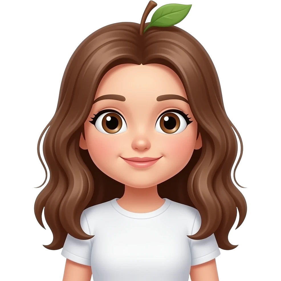 chica emoji estilo apple camiseta blanca con la mitad de su cabello muy enredado y la otra mitad de su cabello liso como si se estuviera peinando pero sin cepillo emoji