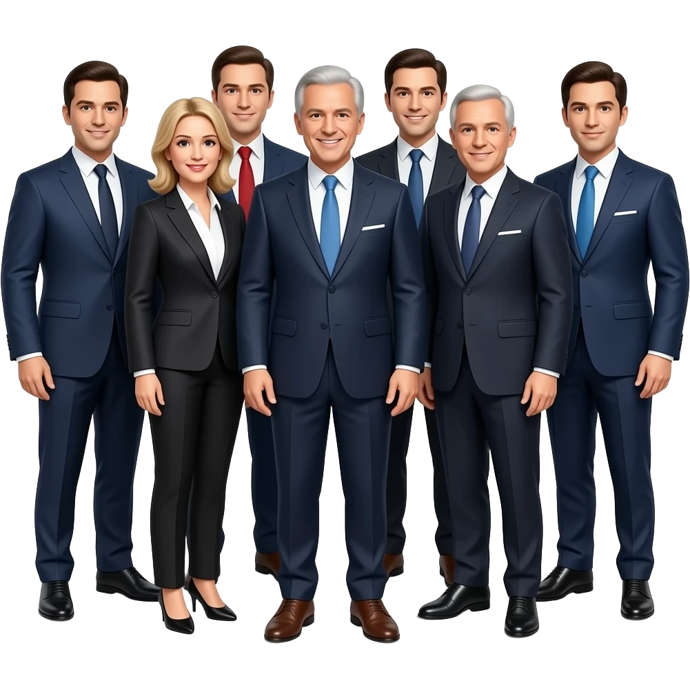 politici in maatpak voor een groepsfoto emoji