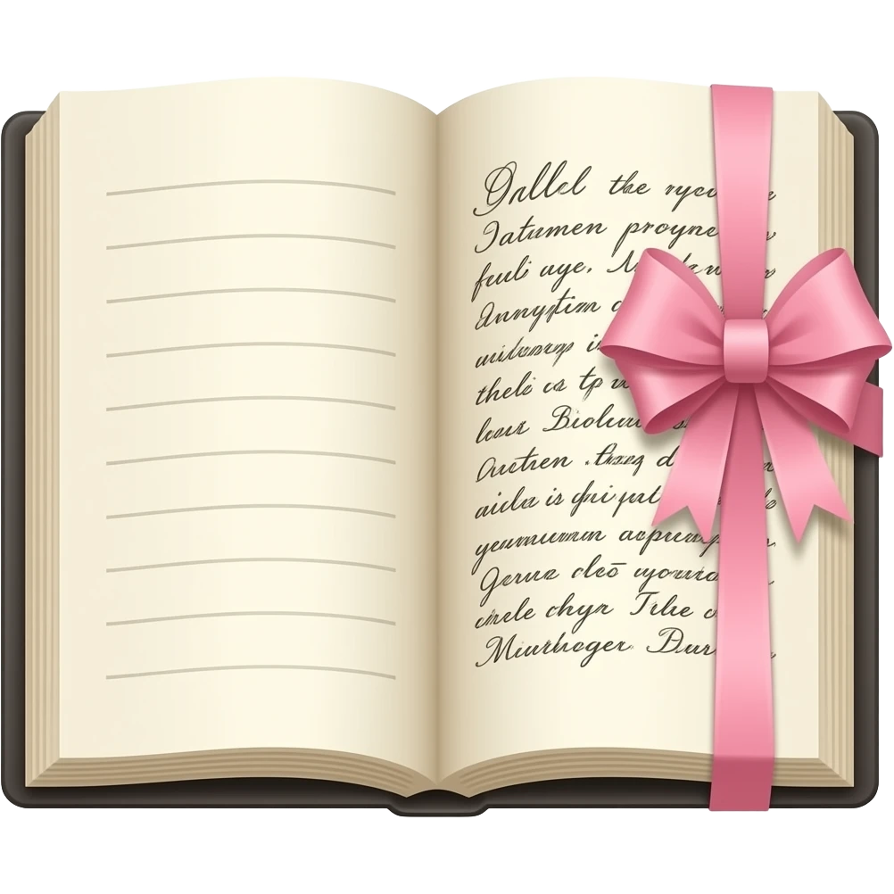 aesthetic bible open with a light pink bow in the right page and cursive writing emoji