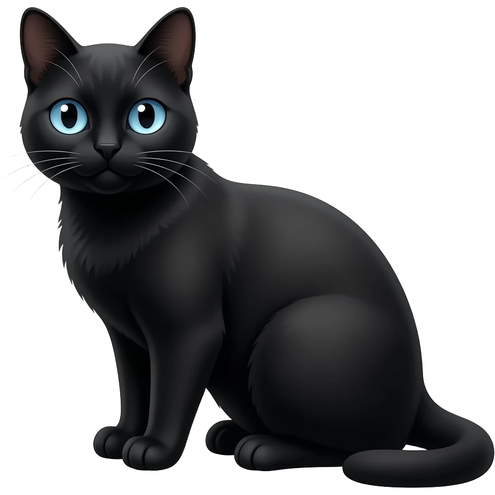 A sleek back cat with blue soft bedroom eyes I want her sitting looking sideways emoji