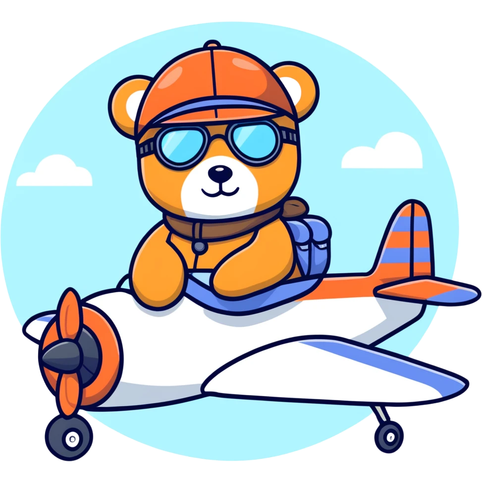 Airplane with a cute bear as pilot emoji